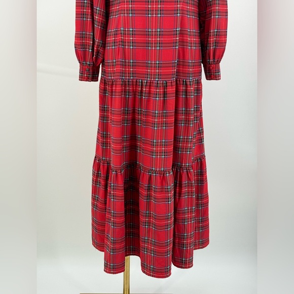 Untuckit Meredith Classic Red Tartan Midi Dress – Long Sleeve & Flowy Size Small - Picture 16 of 16
